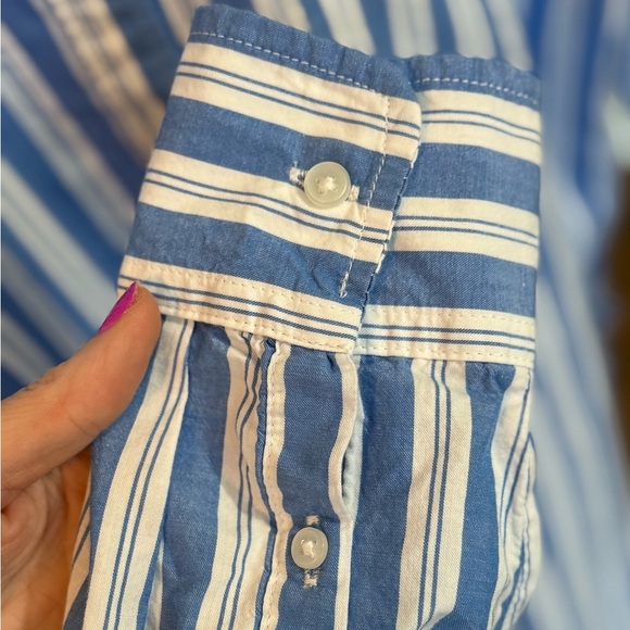 Women’s Old Navy Blue and White Striped Casual Shirt, Size Large - Picture 10 of 14